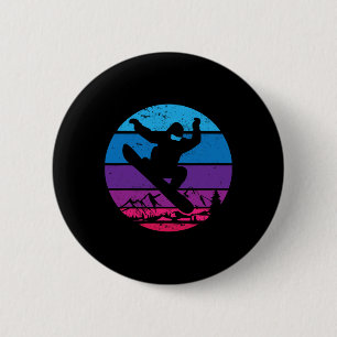 Vintage Snowboard Snowboarding Silhouette I Retro 6 Cm Round Badge