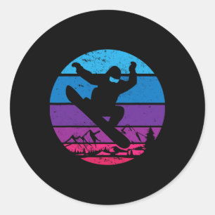 Vintage Snowboard Snowboarding Silhouette I Retro Classic Round Sticker