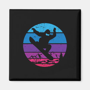 Vintage Snowboard Snowboarding Silhouette I Retro Magnet