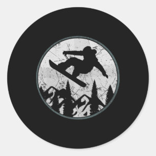Vintage Snowboarder Pine Snowboarding Fan Rider Gi Classic Round Sticker