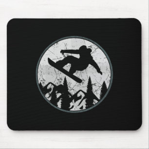 Vintage Snowboarder Pine Snowboarding Fan Rider Gi Mouse Pad