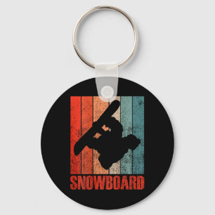 Vintage Snowboarder Snowboarding Ski Vacation Retr Key Ring