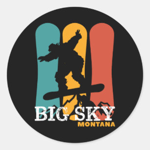 Vintage Snowboarding Resort Big Sky Montana Classic Round Sticker