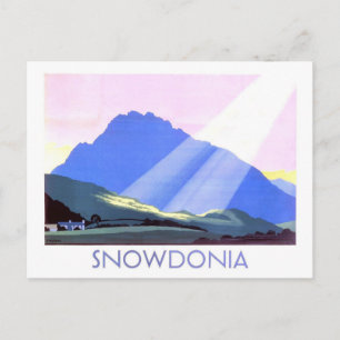 Vintage Snowdonia Wales Travel Poster Postcard