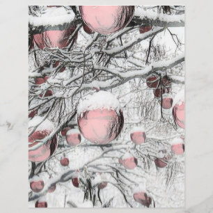 Vintage Snowed Trees with ornaments drawing