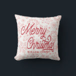 vintage snowflake decorative merry christmas cushion<br><div class="desc">Vintage snowflake glitter seamless pattern background with decorative script "Merry Christmas" in striking red colour and your family monogram. Choose between different snowflake colours of your choice. Mix and match items from this collection.</div>