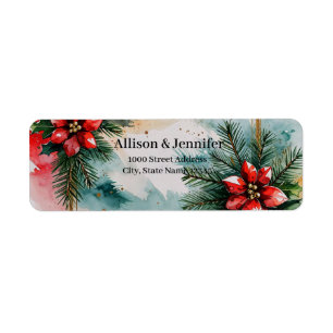 Vintage Snowflake Holiday Christmas Ball Red Return Address Label