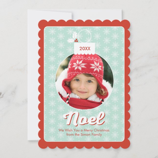 Vintage Snowflake Noel Christmas Photo Card (Front)
