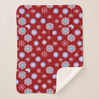 Vintage Snowflakes on Red Sherpa Blanket