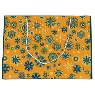 Vintage Snowflakes on Yellow Large Gift Bag