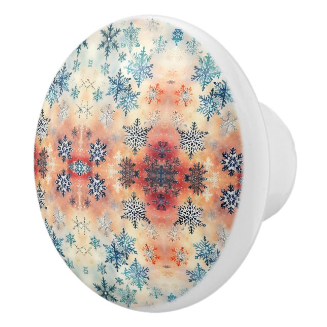 Vintage Snowflakes Pattern - Ceramic Knob (Right)