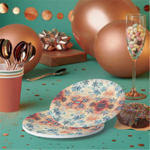 Vintage Snowflakes Pattern - Paper Plates