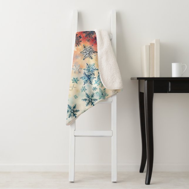 Vintage Snowflakes Pattern - Sherpa Blanket (In Situ)