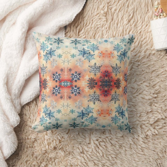 Vintage Snowflakes Pattern - Throw Pillow (Blanket)