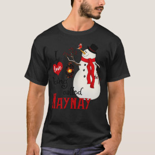 Vintage Snowflakes Snowman I Love Being Called Nay T-Shirt