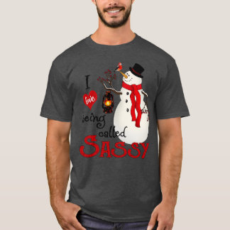 Vintage Snowflakes Snowman I Love Being Called Sas T-Shirt