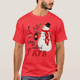 Vintage Snowflakes Snowman I Love Being Called Yay T-Shirt