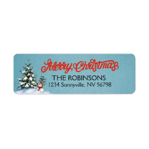 Vintage Snowman and Christmas Trees Return Address Label