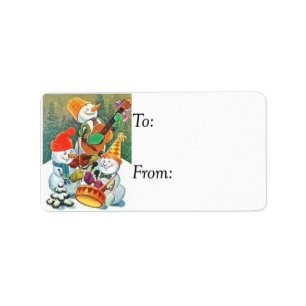 Vintage Snowman Band Gift Tag