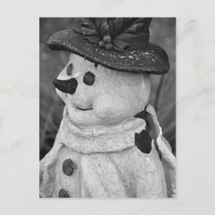 Vintage Snowman, blow mould B/W photo Holiday Postcard