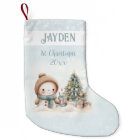 Vintage Snowman Boy Blue 1st Christmas Stocking