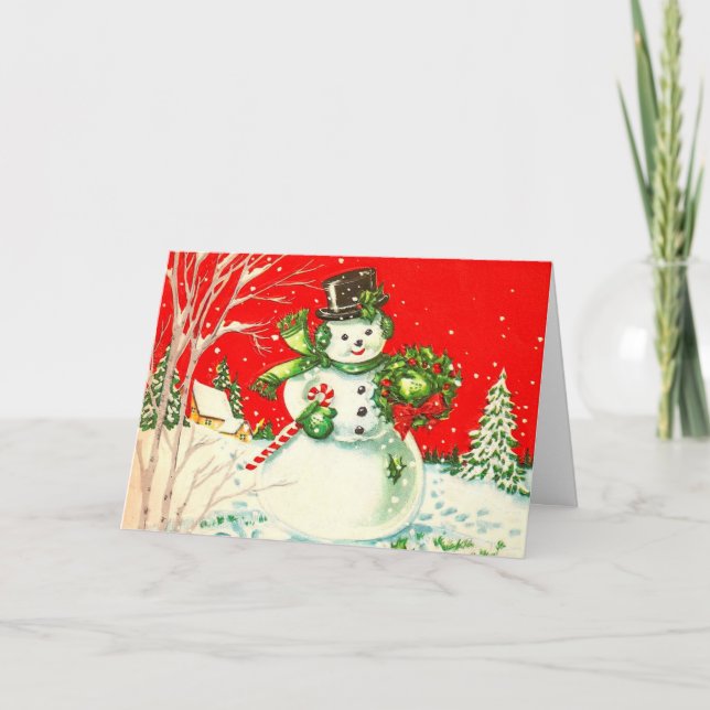 Vintage Snowman Christmas Card (Front)