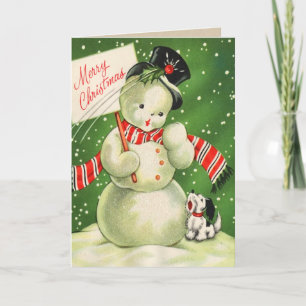 Vintage Snowman Christmas Card