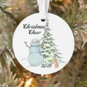 Vintage snowman christmas cheer ornament