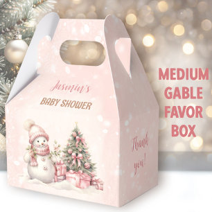 Vintage Snowman Christmas Girl Baby Shower Medium Favour Box