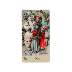 Vintage Snowman Christmas Labels