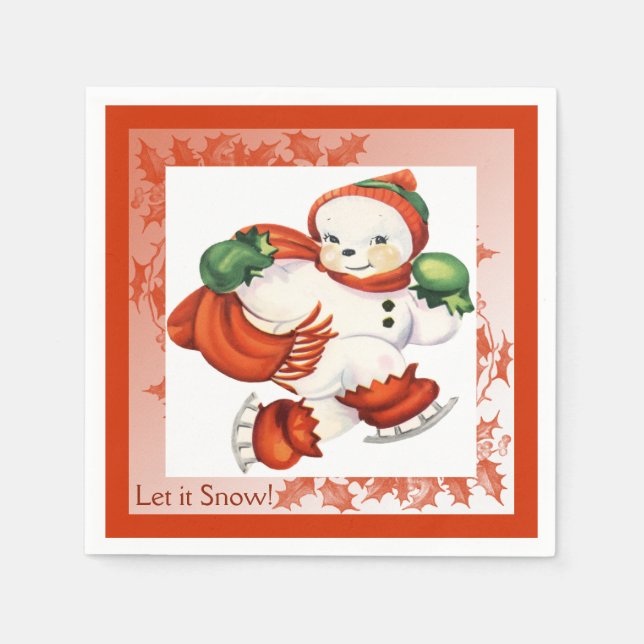 Vintage Snowman Christmas Napkins (Front)