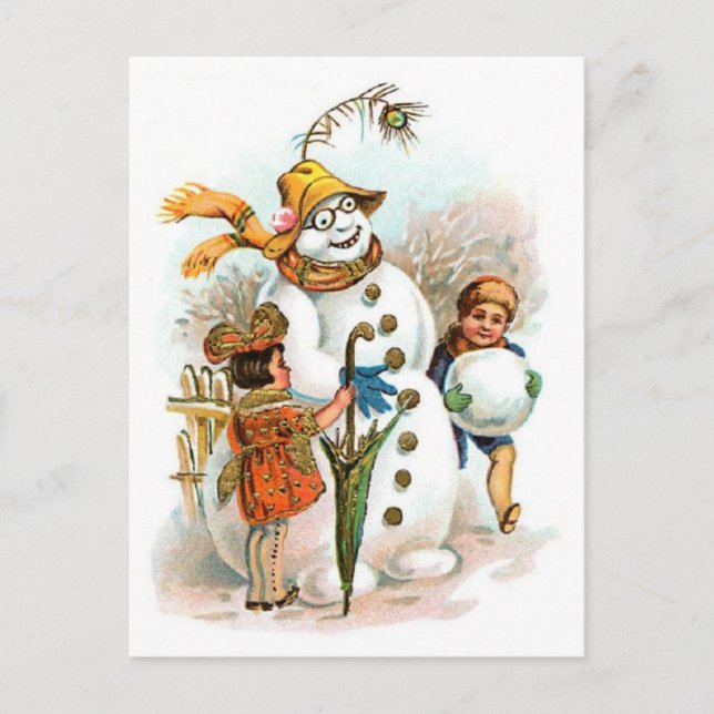 Vintage Snowman Christmas Postcard (Front)