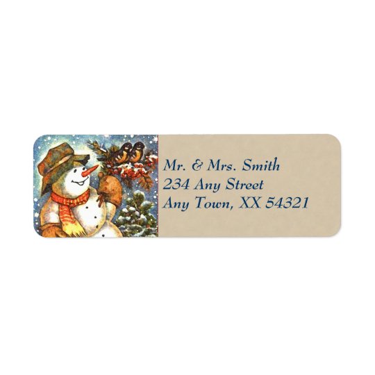 Vintage Snowman Christmas Return Address Label