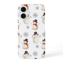 Vintage Snowman Christmas Snowflakes iPhone Case
