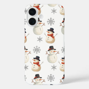 Vintage Snowman Christmas Snowflakes iPhone Case