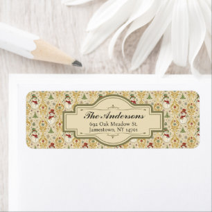 Vintage Snowman & Christmas Tree Return Address Label