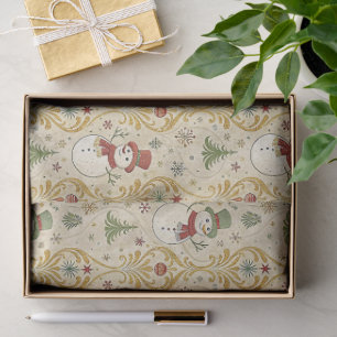 Vintage Snowman & Christmas Tree Tissue Paper