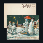 Vintage Snowman Family Christmas Postcard<br><div class="desc">Vintage snowman family (or is it snowpeople?) Christmas postcard. High quality,  restored vintage image.</div>