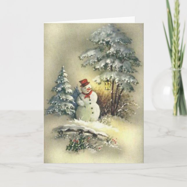 Vintage Snowman Holiday Card (Front)