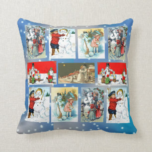 Vintage Snowman Images Cushion