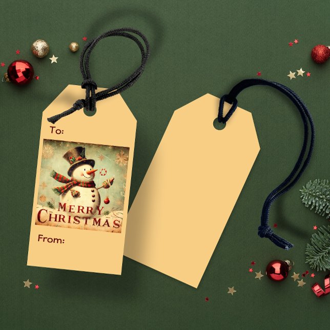 Vintage Snowman - Merry Christmas gift tag (Vintage Snowman - Merry Christmas gift tag)