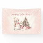 Vintage Snowman Pink Christmas Girl Baby Shower