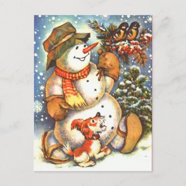 Vintage Snowman Postcard (Front)