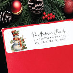 Vintage Snowman Return Address Return Address Label<br><div class="desc">Our festive return address label features a cute vintage snowman. It's the perfect way to let your friends and family know where you live during the holiday season.  This label is sure to add a touch of holiday cheer to your mail and get noticed by everyone who sees it.</div>