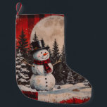 Vintage Snowman Snowy Nights Small Christmas Stocking<br><div class="desc">Vintage Snowman Snowy Nights art. This snowman looks happy in the moonlight on a cold Christmas Eve. I wonder if he comes to life!?</div>