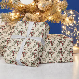 Vintage Snowman Whimsy Wrapping Paper