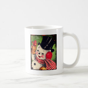 Vintage Snowman with a Red Bird Coffee Mug