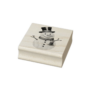 Vintage Snowman Wood Art Stamp