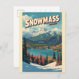 vintage SNOWMASS lake aspen Colorado skiing gift Holiday Postcard