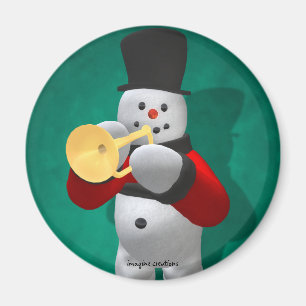 Vintage Snowmen: Trumpeter Magnet